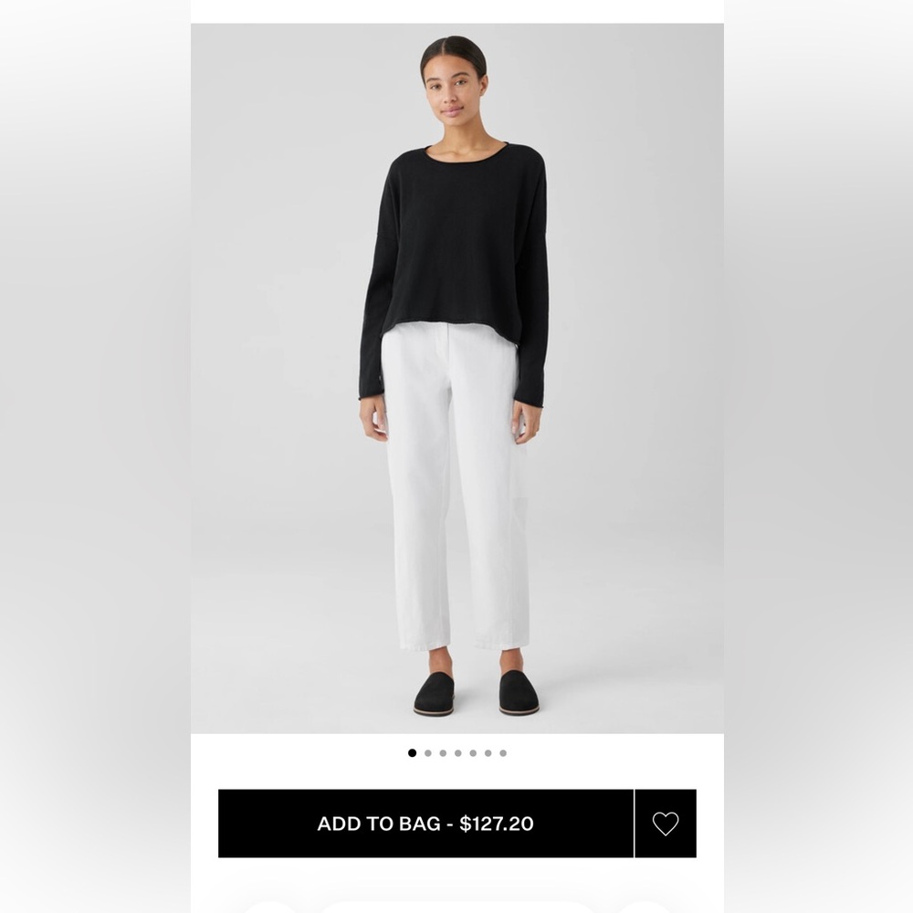 Eileen Fisher Organic Cotton and Hemp White Lantern Cargo Pocket Pull-On Pants - Picture 2 of 16